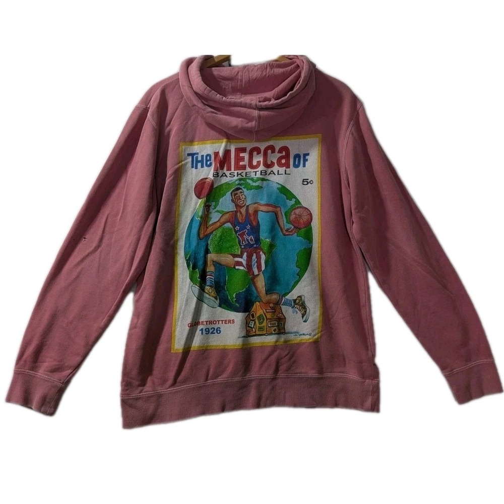 JAMEL Hoodie‎ Pink Harlem Globetrotters Graphic VTG Oversized Fit Made USA M HTF